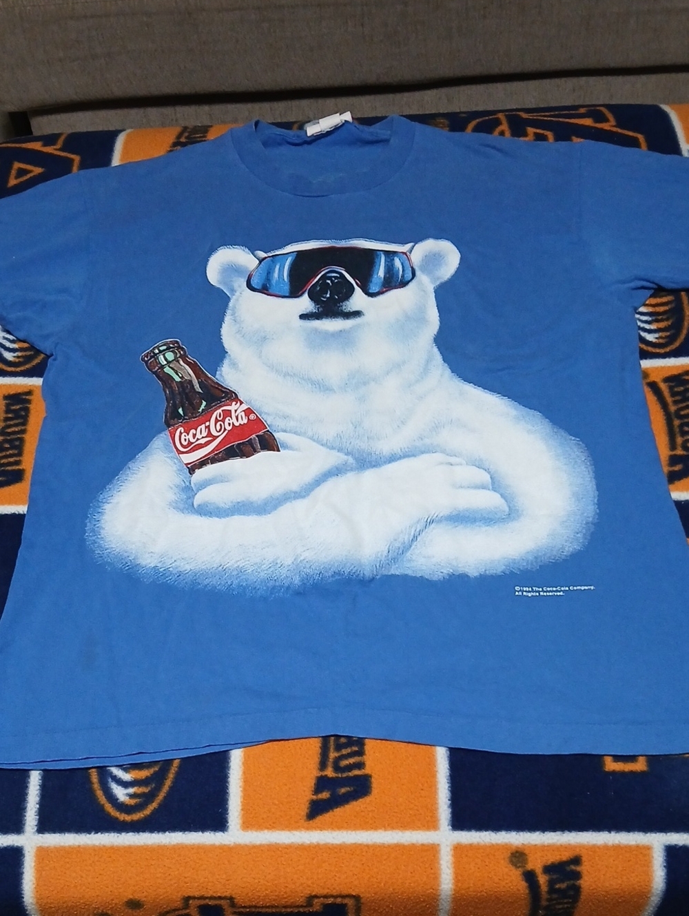 Coca-Cola Blue Tee with White Polar Bear Graphic Vintage 1994